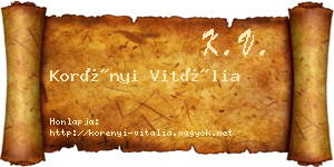 Korényi Vitália névjegykártya
